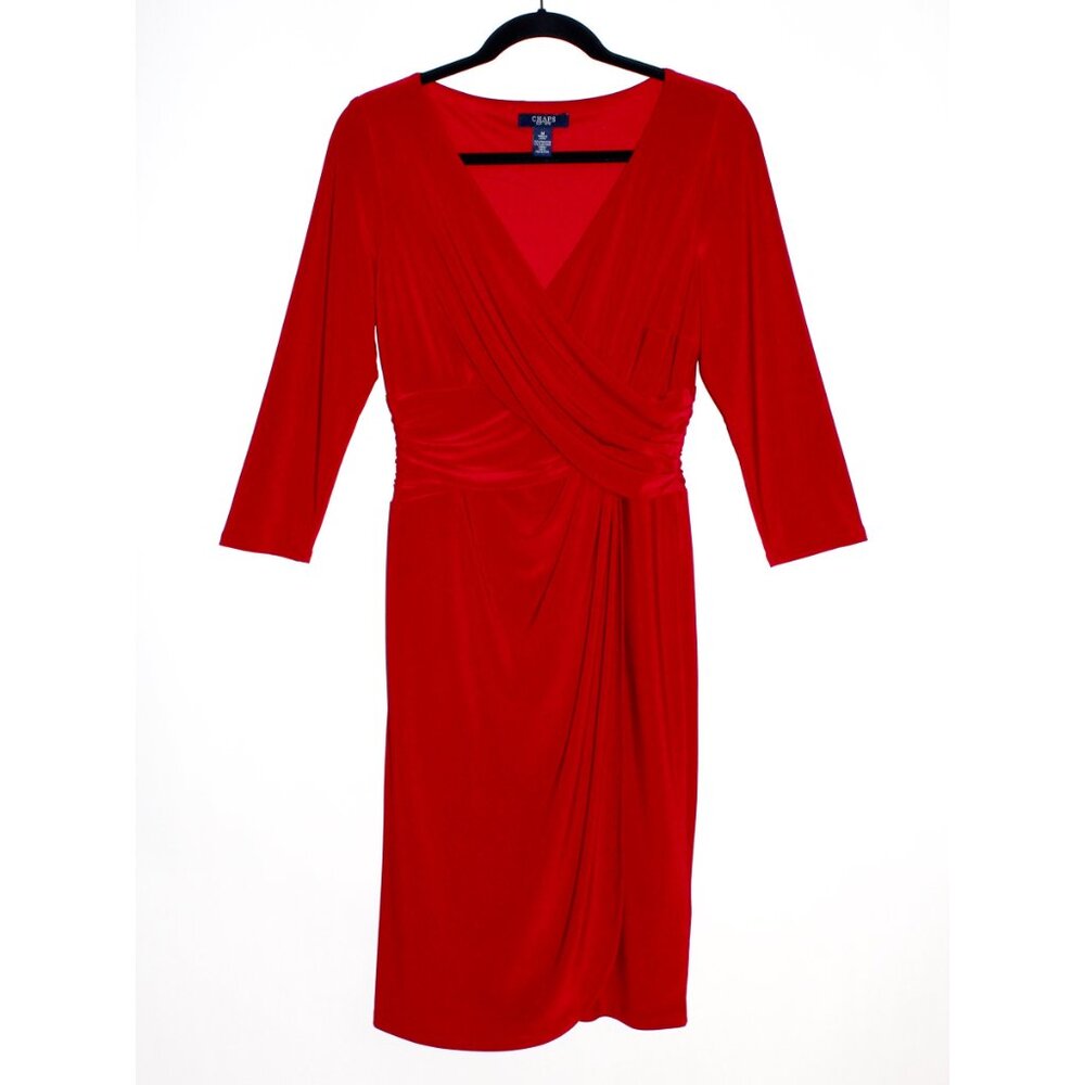 Vintage Y2K Chaps Draped Wrap Dress in Fluid Stretch Jersey